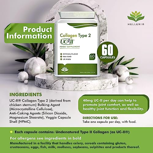 UC-II® Collagen Type 2-40mg - 60 Capsules | Joint Support | Manufactured in The UK Hellenia buy supplements canada