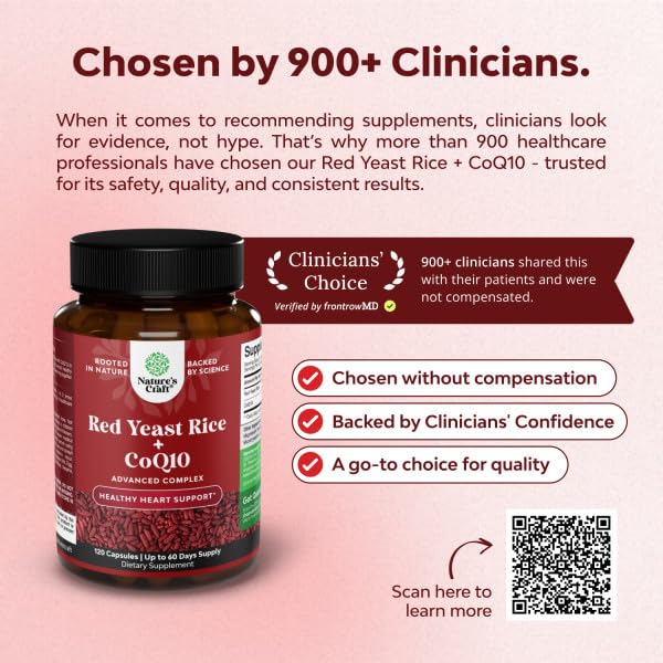 Natures Craft Red Yeast Rice with CoQ10 Supplement - Advanced Healthy Heart & Healthy Cholesterol Levels Formula for Men & Women - Red Yeast Rice Capsules with 1200 mg Natures Craft buy supplements canada