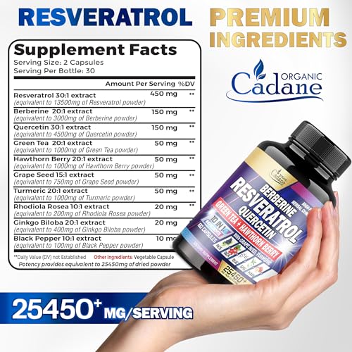 Premium Resveratrol Supplement 25450mg - Healthy Aging, Heart, Brain & Immune Support Organic Cadane buy supplements canada