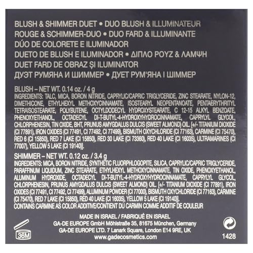 GA-DE Velveteen Blush and Shimmer Duet, 50 - Formulated with Micronized Pearls and Pigments for Sculpting Face and Décolleté - Paraben-Free - 0.26 oz GA-DE buy supplements canada