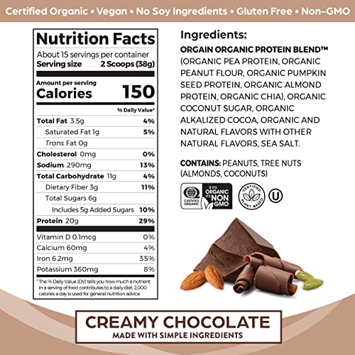 Orgain Organic Simple Vegan Protein Powder, Chocolate - 20g Plant Based Protein Orgain buy supplements canada