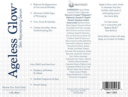 BioTrust Ageless Glow Anti Aging Moisturizer, Skin Brightening Serum with Vitamin C BioTrust buy supplements canada