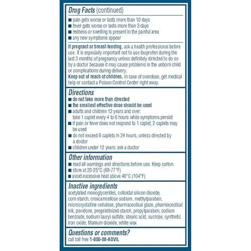 Advil Pain Reliever and Fever Reducer, Pain Relief Medicine with Ibuprofen 200mg for Headache, Backache, Menstrual Pain and Joint Pain Relief - 100 Coated Caplets Advil buy supplements canada