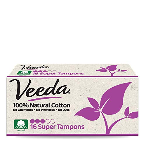 Veeda 100% Natural Cotton Applicator Free Tampons, 16 Count Super Absorbency unscented Veeda buy supplements canada