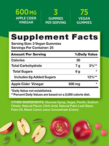 Nature's Truth Apple Cider Vinegar Gummies | 600 mg | 75 Gummies | Natural Apple Flavor Nature's Truth buy supplements canada