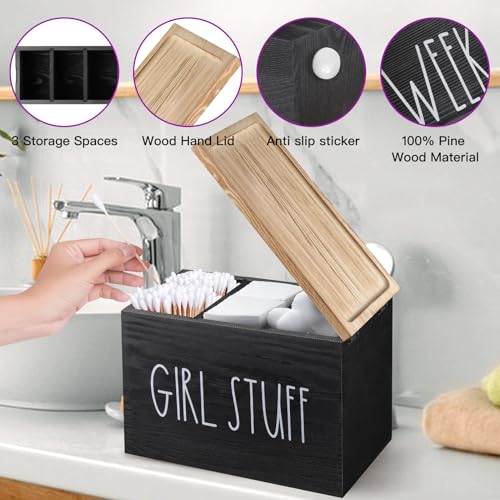 MISTOD Tampons Holder for Bathroom, Pad and Tampon Organizer with Tray Lid, Wooden Feminine MISTOD buy supplements canada