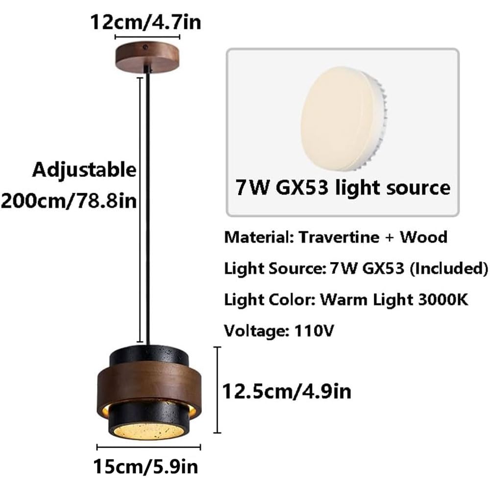 JIANGXMF Nordic Natural Travertine Pendant Light Wabi-sabi Stone Chandelier Retro Industry Hanging Ceiling Lamp for Bedroom Bedside Study Dining Table Lighting (Black) JIANGXMF buy supplements canada