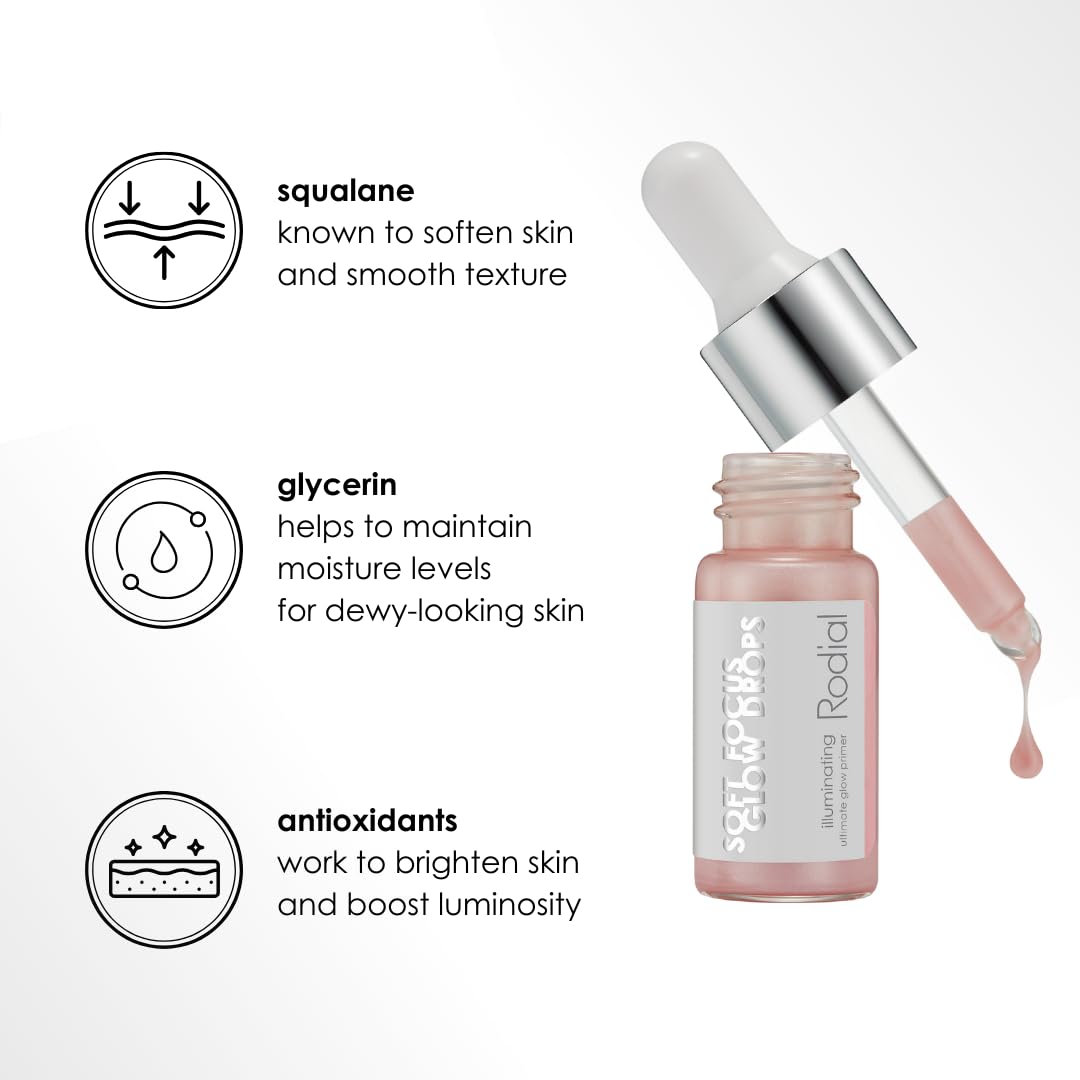 Rodial Soft Focus Glow Booster Drops 0.3 Deluxe fl oz, Illuminating Skin Serum with Glycerin and Antioxidants, Perfectioning and Smoothing Dewy Makeup Base, Weightless Formula Rodial buy supplements canada