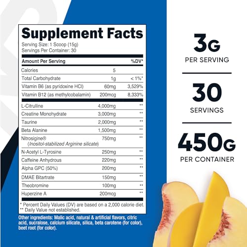 Nutricost Pre-C Pre-Workout Complex with Creatine (Peach Mango | 30 Servings) Powder Nutricost buy supplements canada
