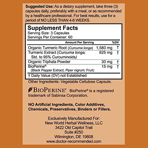 Turmeric Curcumin - 2250mg/d - 95% Curcuminoids - 180 Veggie Caps with Black Pepper DOCTOR RECOMMENDED SUPPLEMENTS buy supplements canada