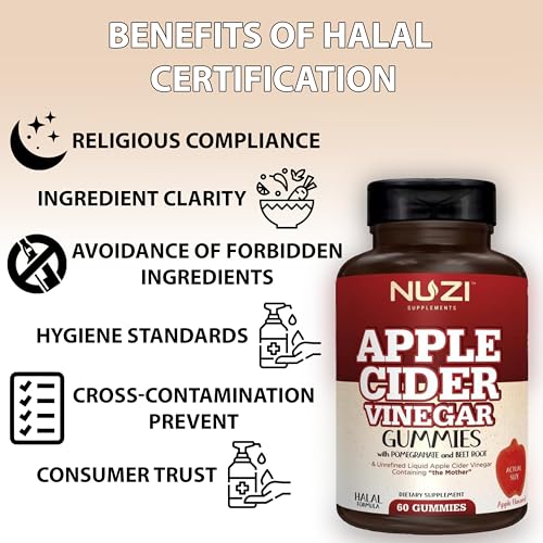 NUZI Apple Cider Vinegar Gummies with Pomegranate & Beetroot | 500 mg | Certified Halal NUZI buy supplements canada