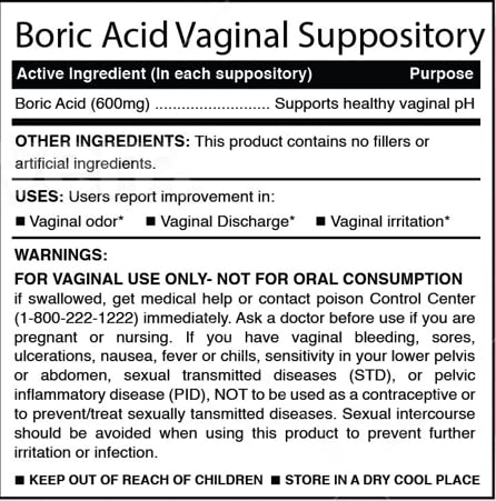 N'More Boric Acid Vaginal Suppositories- 100% Pure - Made in USA- Boricfem Vaginal Health Supplement N'More buy supplements canada