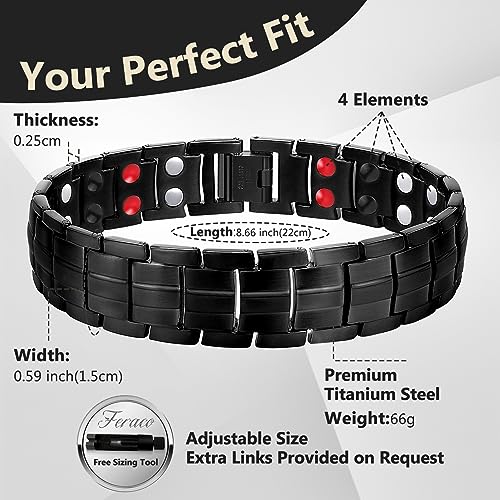 Feraco Mens Magnetic Bracelet Titanium Steel Magnetic Bracelet with Double Row 4 Elements Feraco buy supplements canada
