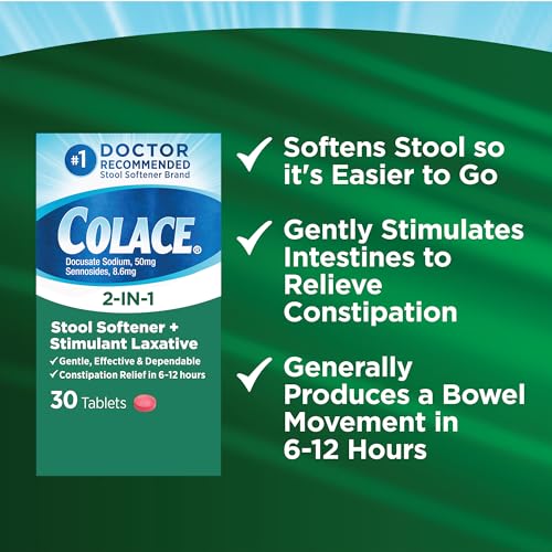 Colace 2-In-1 Stool Softener & Stimulant Laxative Tablets, Gentle Constipation Relief in 6-12 Hours Colace buy supplements canada