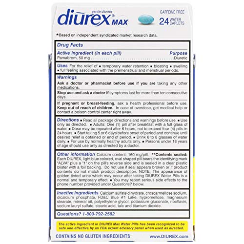 Diurex Max Water Pills - Maximum Strength Caffeine Free Diuretic - Relieve Water Bloat - 24 Count Diurex buy supplements canada