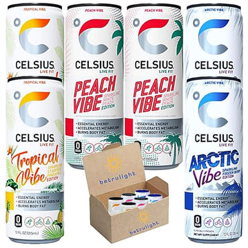 CELSIUS Energy Drink |Functional Essential Energy Drink Peach Vibe, Tropical and Arctic BETRULIGHT buy supplements canada