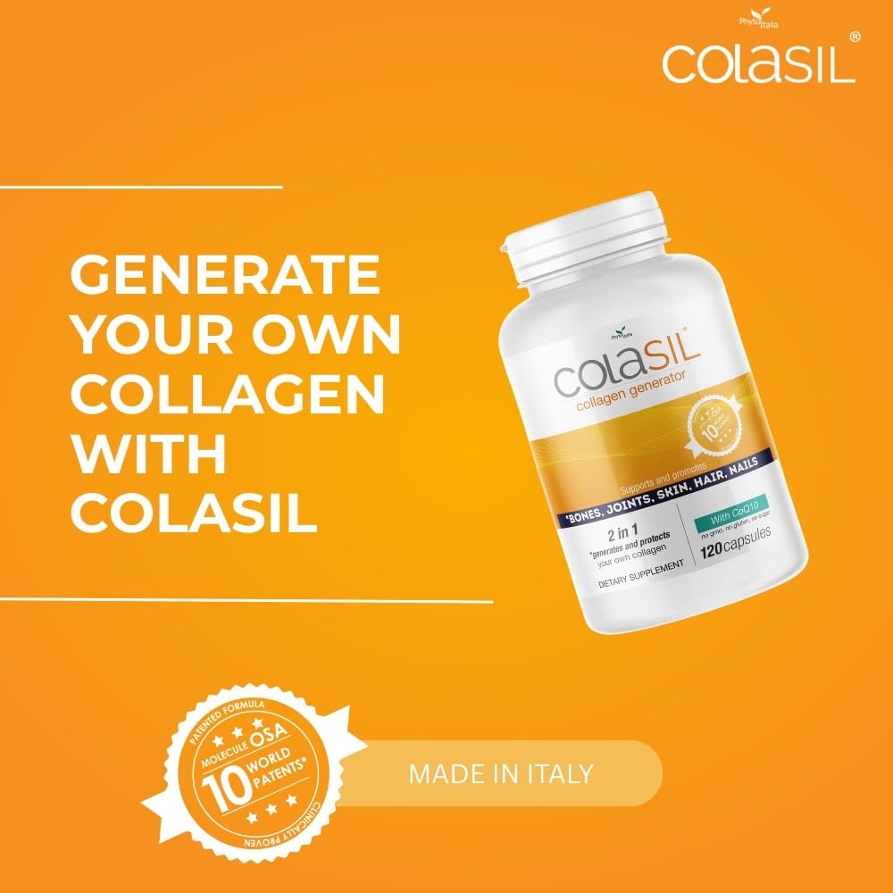 Colasil Collagen Booster Capsules – Organic Silica (OSA) + Hydrolyzed Collagen Generator for Hair, Skin, Nails, Bones & Joints – High Absorption, Non-GMO, Allergen-Free, 120 Capsules (60-Day Supply) Colasil buy supplements canada
