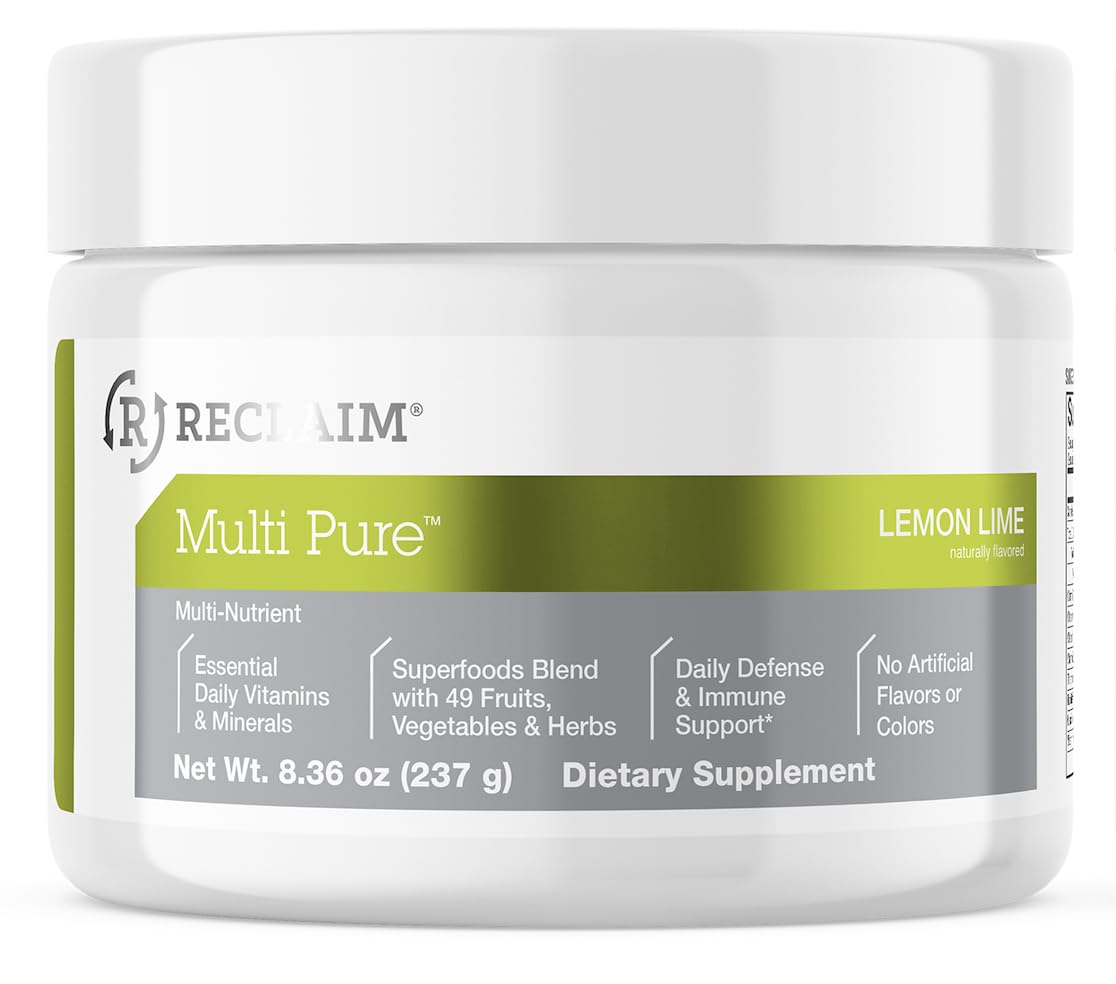 Reclaim Multi Pure Lemon Lime, Immune Support, Vitamin C, Vitamin B Complex, Probiotic, Superfood Powder, Calcium, Magnesium Oxide, (30 Servings) (Lemon Lime) Complete Nutrition buy supplements canada