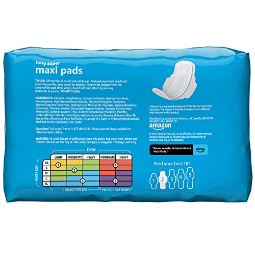 Amazon Basics Thick Maxi Pads with Flexi-Wings for Periods, Long Length, Super Absorbency Amazon Basics buy supplements canada