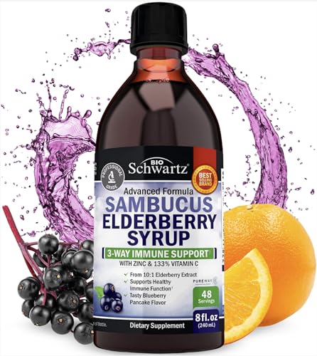 Elderberry Syrup for Kids and Adults - Natural Immune Support with Zinc and Vitamin C BioSchwartz buy supplements canada