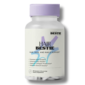 Biohacking Bestie Hair Bestie for Women & Men - Hair Growth Supplement with Biotin, Collagen, Vitamin B5, & Keratin, Support for Skin Health & Nails - 60 Capsules Biohacking Bestie buy supplements canada