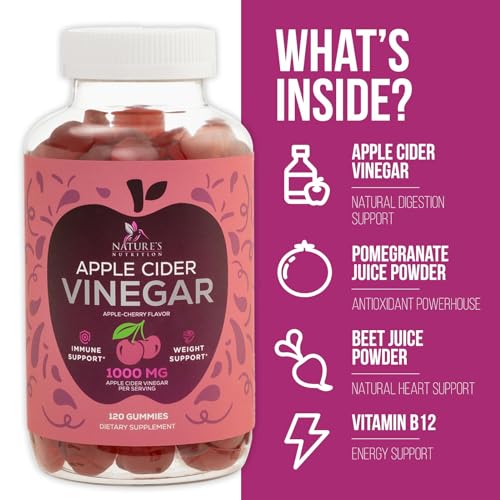 Vegan Apple Cider Vinegar Gummies | Max Strength 1000mg | Gelatin-Free, Vegan, Non-GMO Nature's Nutrition buy supplements canada