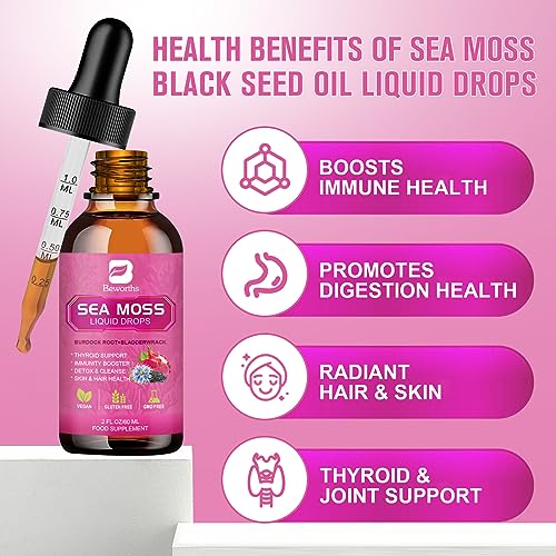 3000mg Sea Moss Liquid Drops - Black Seed Oil & Irish Sea Moss Gel B BEWORTHS buy supplements canada