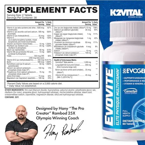 Evogen Evovite - Elite Physique Multivitamin for Women & Men | Advanced Formula for Endurance, Recovery, & Joint Health | Evogen buy supplements canada