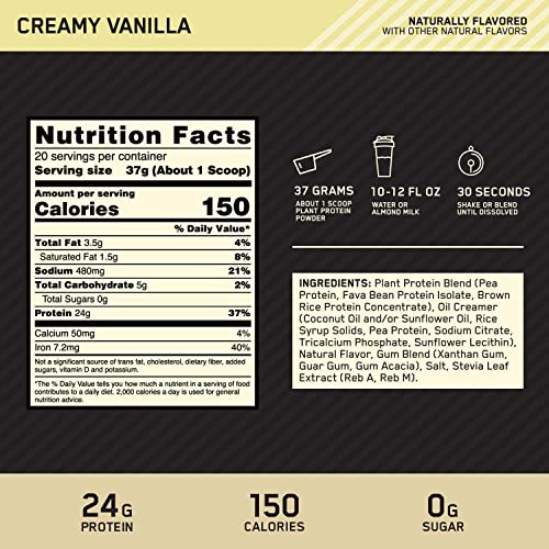 Optimum Nutrition Gold Standard 100% Plant Based Protein Powder, Gluten Free, Vegan Optimum Nutrition buy supplements canada