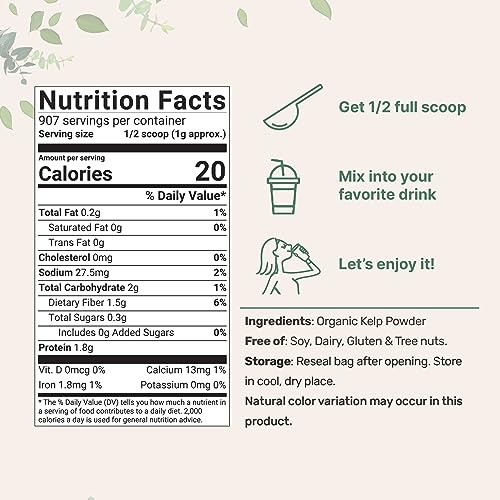 Organic Kelp Powder Supplement, 2lbs | Sustainably US Grown, Raw Ascophyllum Nodosum Micro Ingredients buy supplements canada