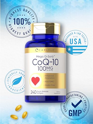 Carlyle CoQ10 100mg | 240 Softgels | Mega Q-Sorb Coenzyme Q-10 | with Black Pepper Carlyle buy supplements canada