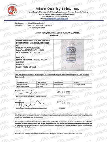 MAAC10 NMN Supplement Real Nicotinamide Mononucleotide (NMN 125mg Capsules). The Most Powerful NAD+ Precursor More Stable Than Riboside. We use 99% Pure Pharmaceutical Grade Stabilized NMN (30 Count) MAAC10 buy supplements canada