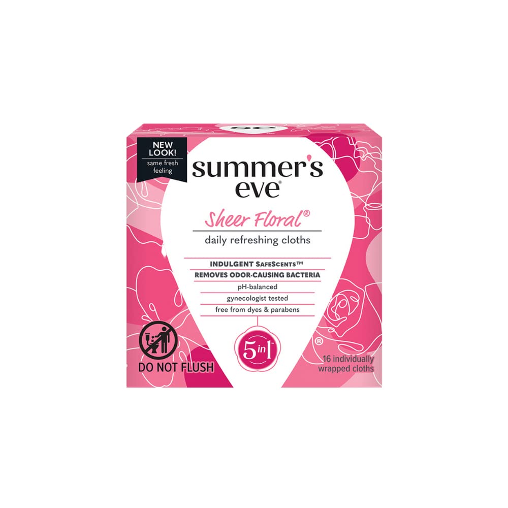 Summer's Eve Sheer Floral Daily Refreshing Feminine Wipes, Removes Odor, pH balanced, 16 count, (Pack of 8) Summer's Eve buy supplements canada