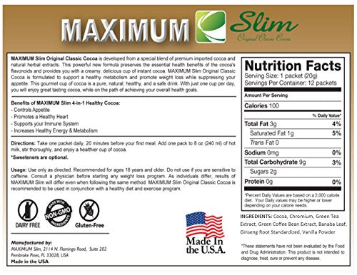 Premium ORGANIC Instant Cocoa. MOST EFFECTIVE FORMULA for Weight Loss, Fat Burn Maximum Slim buy supplements canada