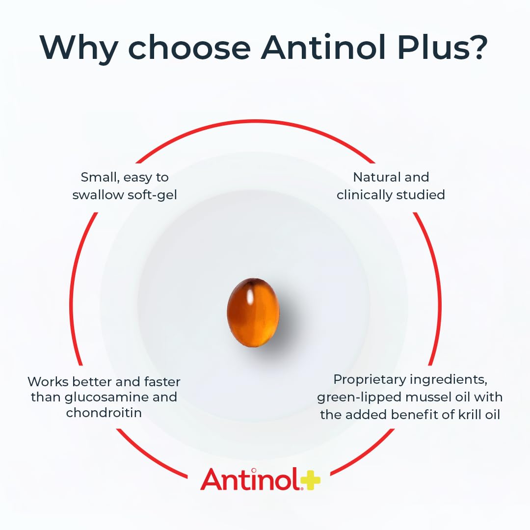 Antinol Plus, Mobility, Hip, and Joint Supplement for Dogs, Green-Lipped Mussels and Krill Oil - Dog Joint Supplement, Better and Faster Than Glucosamine and Chondroitin, 120 Soft Gels Antinol buy supplements canada