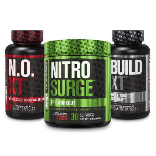 Jacked Factory Nitrosurge Pre Workout, N.O. XT Nitric Oxide Supplement & Build-XT Daily Jacked Factory buy supplements canada