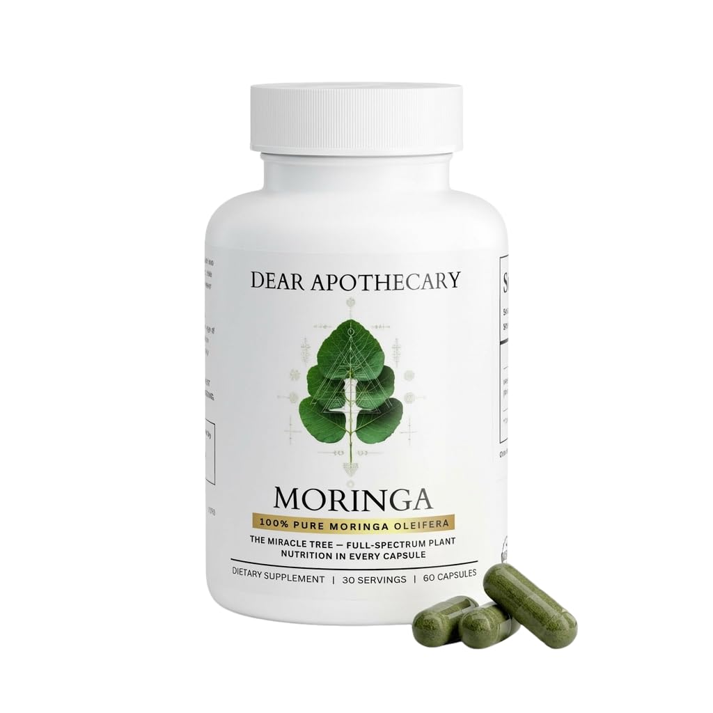 Moringa Oleifera Capsules 800mg - Pure Leaf Powder Superfood with Antioxidants Vitamins Minerals Amino Acids - Energy Immune Support Green Supplement for Men Women Dear Apothecary buy supplements canada