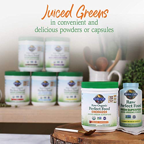 Garden of Life Raw Organic Perfect Food Energizer Juiced Green Superfood Powder - Yerba Mate Pomegranate, 30 Servings, Green Superfood Powder & Probiotics, Gluten Free Whole Food Greens Supplements Garden of Life buy supplements canada