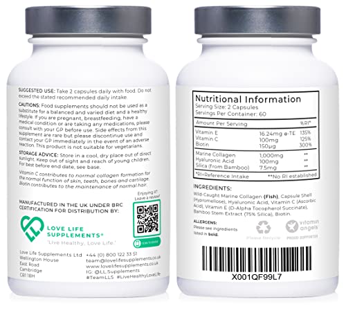 Wild-Caught Marine Collagen Complex Capsules with Hyaluronic Acid | 120 Capsules - 2 Month Supply LOVE LIFE SUPPLEMENTS buy supplements canada