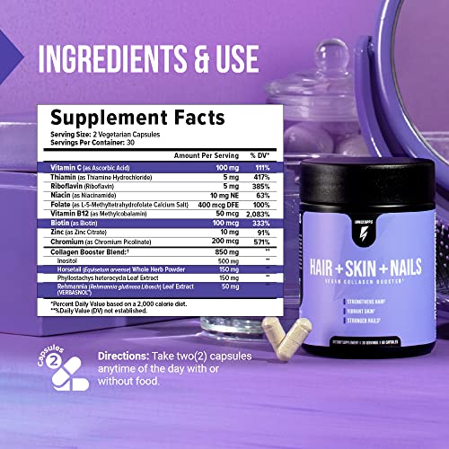 InnoSupps Hair + Skin + Nails | Vegan Collagen Booster | Biotin, Verbasnol, B12, Horsetail InnoSupps buy supplements canada