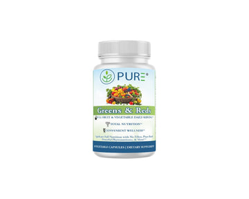 PURE® Greens & Reds Capsules - 30 Servings - 9 Daily Servings of Fruits & Vegetables in 1 Capsule - PhytoServ® Superfood Blend with Broccoli, Kale & Berries - Plant-Based Phytonutrient Shield PURE buy supplements canada