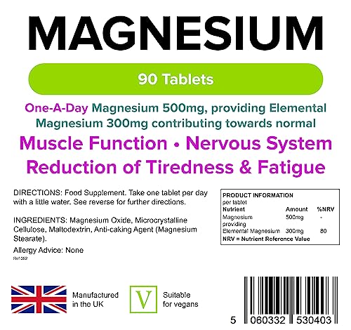 Lindens 500mg Magnesium Tablets | 90s 1-a-Day | Made in The UK | Tiredness, Muscle Lindens buy supplements canada