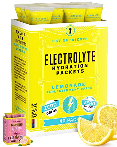 KEY NUTRIENTS Multivitamin Electrolytes Powder Packets - Refreshing Lemonade 40 Pack Hydration Packets - Travel Hydration Powder - No Sugar, No Calories, Gluten Free - Made in USA KEY NUTRIENTS buy supplements canada
