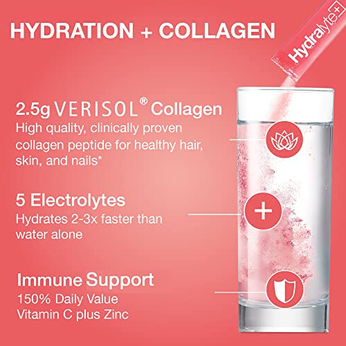 Hydralyte Plus Collagen Effervescent Electrolytes Powder Sachets - 20 Strawberry Lemonade Flavored Sticks Hydralyte buy supplements canada