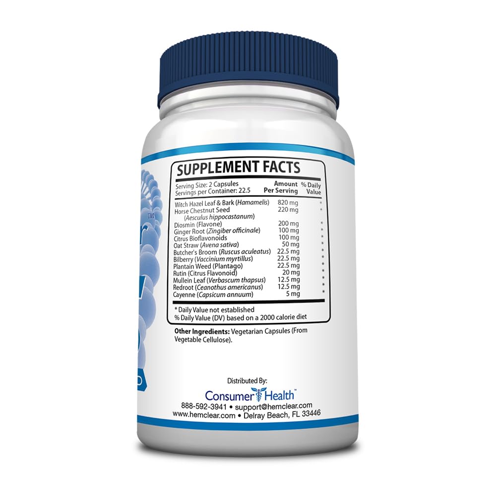 HemClear for Hemorrhoids - Vegan Formula for Hemorrhoid Relief & Vascular Health - Maximum Strength 2 Bottle 90 Capsules Hemclear buy supplements canada