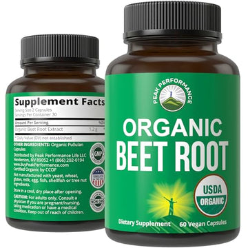 USDA Organic Beet Root Vegan Capsules. Beets Juice Powder Super Food Pills 1200 mg Peak Performance buy supplements canada