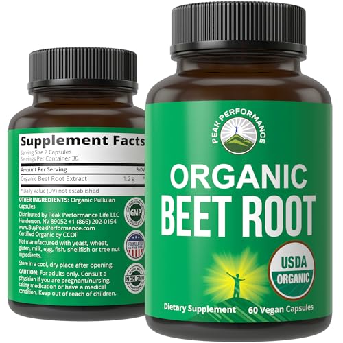 USDA Organic Beet Root Vegan Capsules. Beets Juice Powder Super Food Pills 1200 mg Peak Performance buy supplements canada
