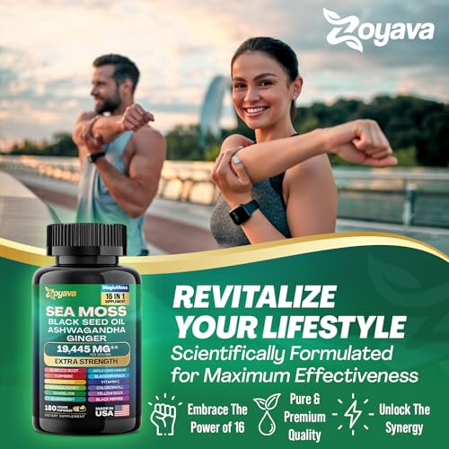 Sea Moss 7000mg Black Seed Oil 4000mg Ashwagandha 2000mg Turmeric 2000mg Zoyava buy supplements canada