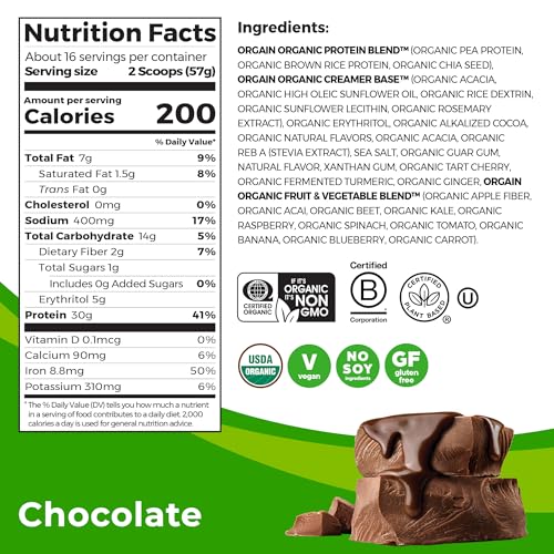 Orgain Organic Sport Vegan Protein Powder, Chocolate - 30g Plant Based Protein Orgain buy supplements canada