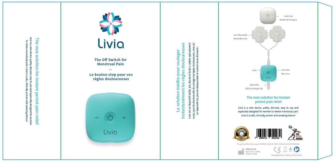 Livia Menstrual Pain Relief Device, Blue-Green - The Off Switch for Period Pain - Portable Unit Livia buy supplements canada